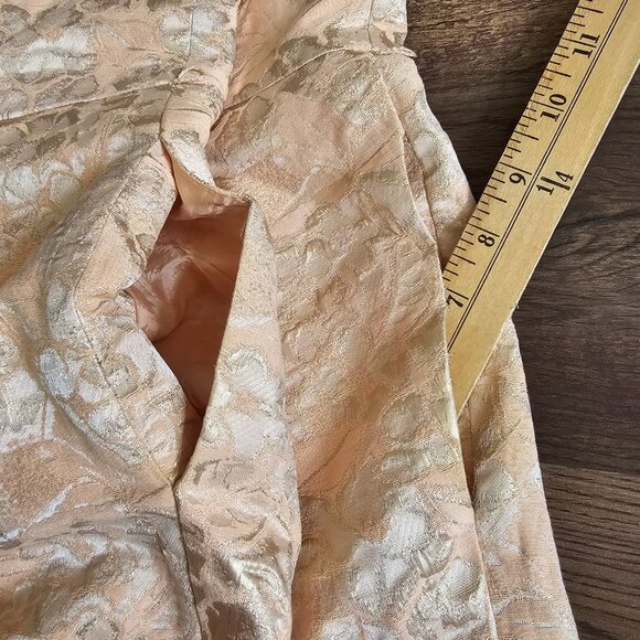 Eliza J Sleeveless V-Back Jacquard Tulip Bubble Dress, 14, Gold Peach Lurex - Picture 9 of 12